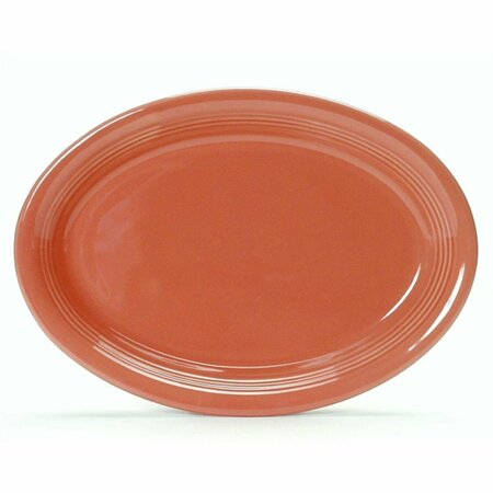 TUXTON CHINA 9.75 in. x 7 in. Concentrix Oval Platter Coupe - Cinnebar - 2 Dozen CNH-0962